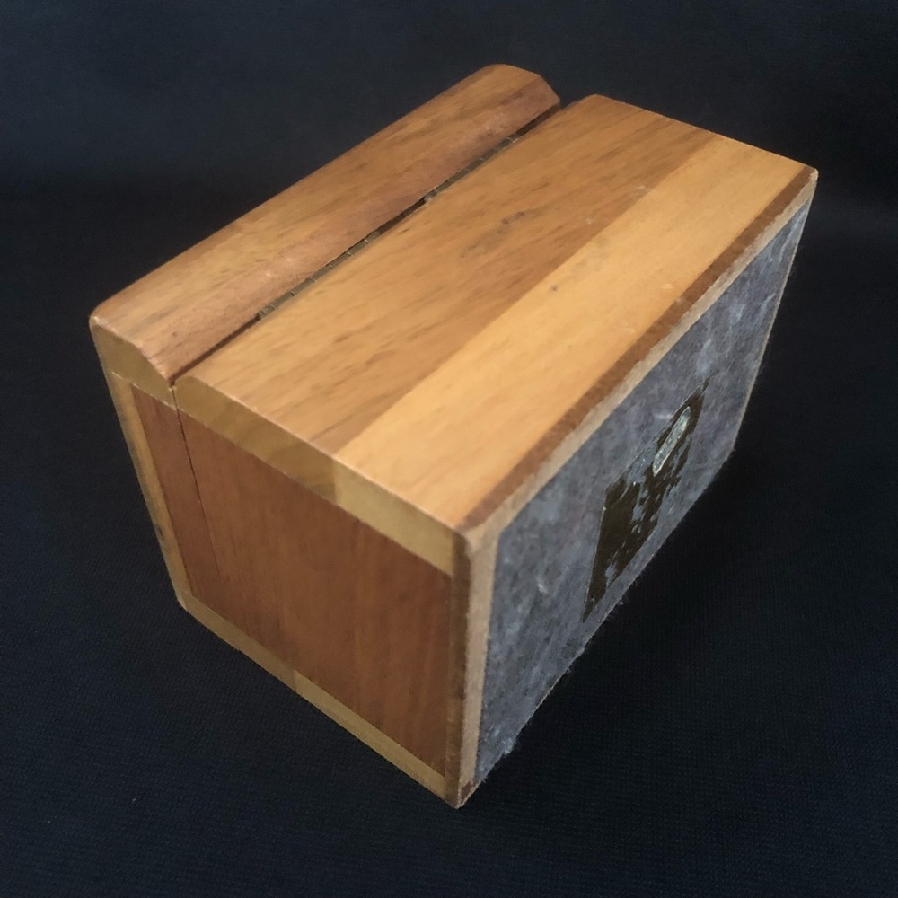 Vintage Lasercraft Walnut Oak Box Ship Sail Business Card Holder Trinket Box - Picture 9 of 11